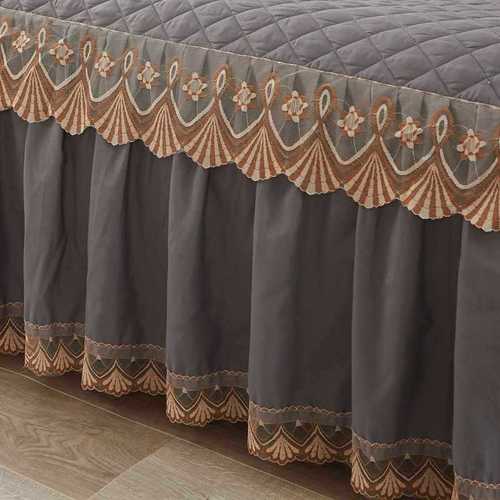 European quilted bed skirt type bed cover single piece thickened bed cover anti-slip bed group lace bed sheet bed cover mattress cover to keep warm