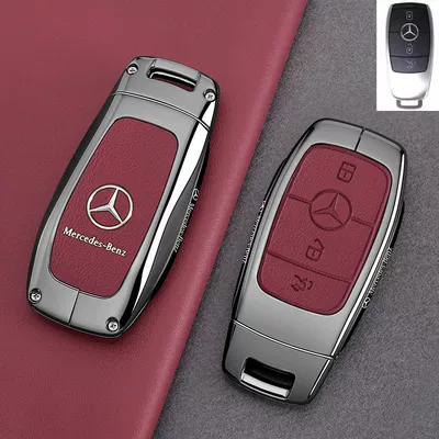 Car key bag – E300L Key Cover 25 Models - leather-texture-mercedes-benz-a-class-leather-texture-danxia-red-single-case
