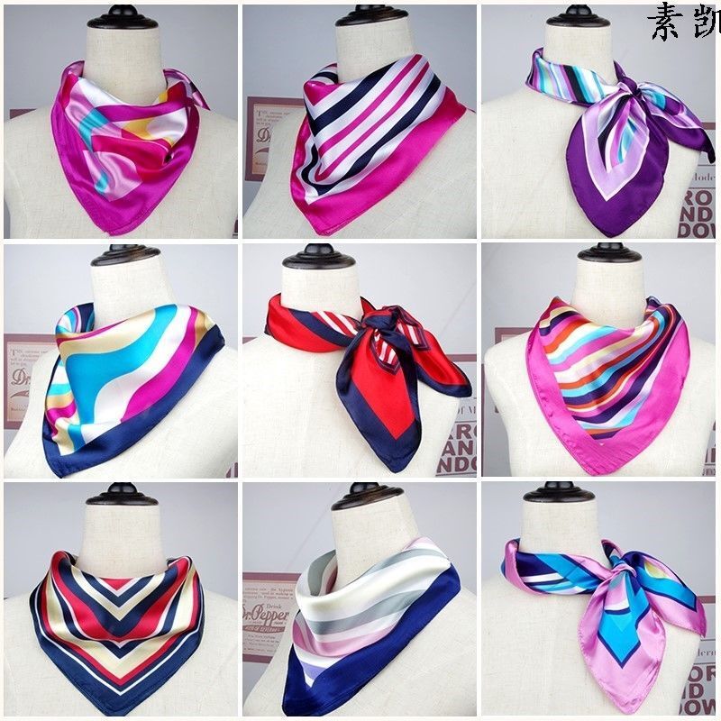 Independent packaging 50X50cm small silk scarf fashion Korean version of all-match autumn decorative small square scarf small scarf scarf
