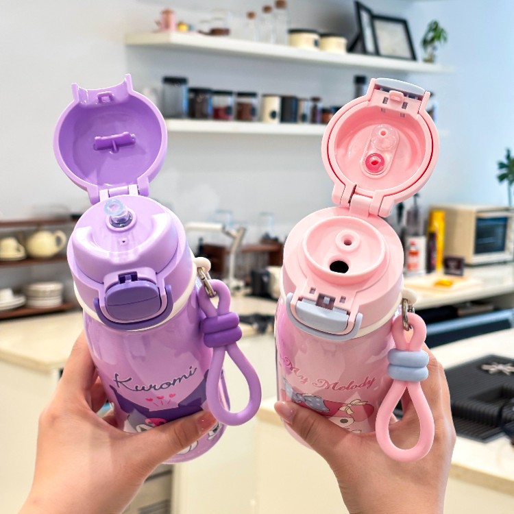 Sanrio tazas de agua de doble bebida, tazas de paja para niños, 316 tazas de acero inoxidable, tazas de agua fría, tazas de alto valor nominal