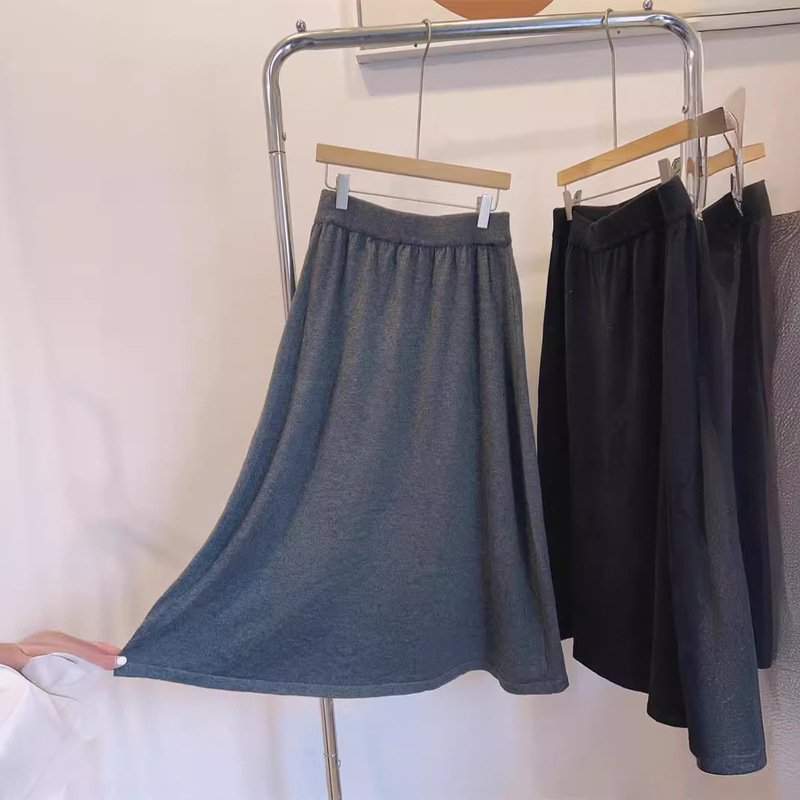 Special Offer on Knitted Skirts with Elastic Waist, Large Hem, and Vintage Style, Slimming and Artistic