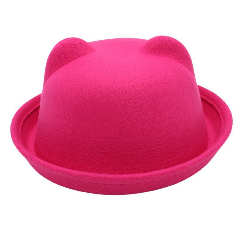 Kid's Adults Cute Simple Style Bear Solid Color Crimping Fedora Hat display picture 4