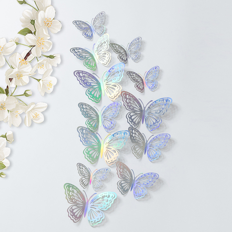 3D 3D color simulación mariposa pegatinas de pared sala de estar dormitorio fondo decoración de pared sentido avanzado hogar creativo bricolaje