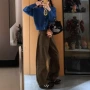 咖色夏季宽松直筒牛仔裤