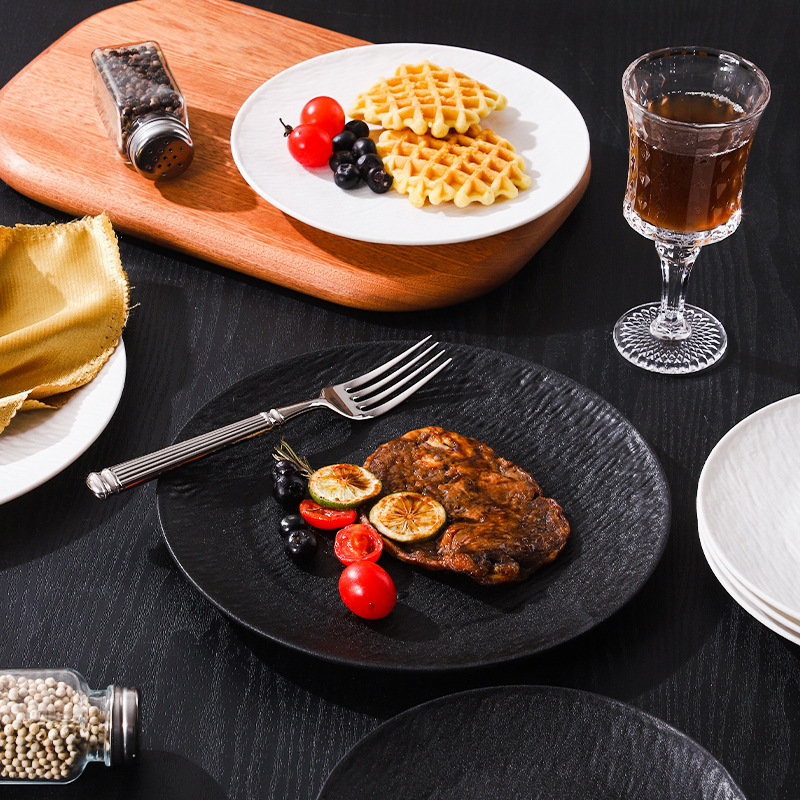 Western-Style Steak Dinner Plate, High-Grade Pp Material Tableware, Pasta Japanese-Style Plate, Shallow Plate, Household Dish Plate, Modern and Simple