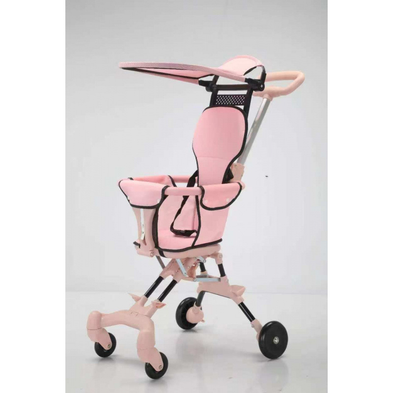 Caminar para bebés confortável, ligero y plegable, carrito de cuatro ruedas para bebés de dos vías para niños caminando para bebés