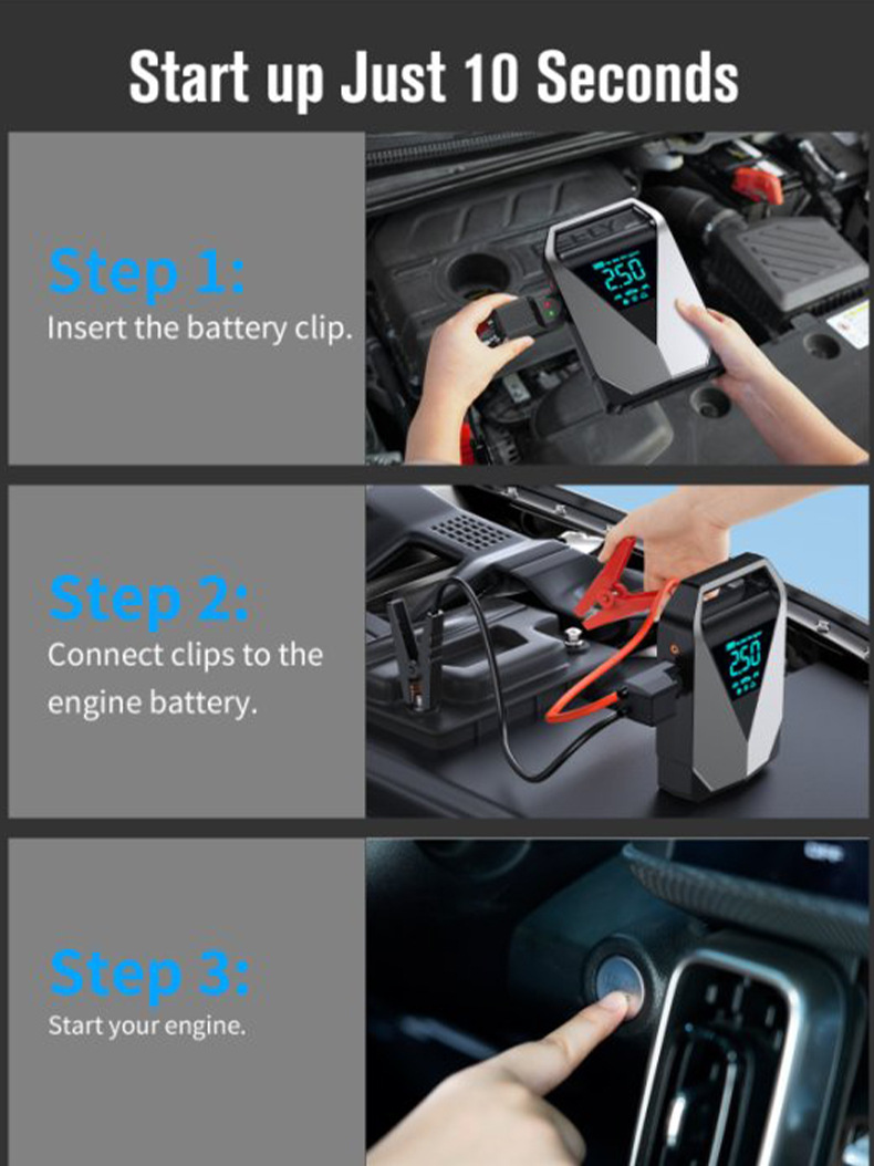 【Ld12】Cross-Border Car Emergency Power Supply, Air Pump, and Power Bank All-In-One Multifunctional Battery Jump Starter