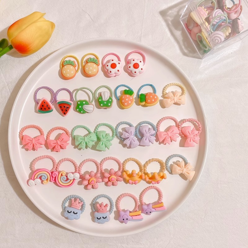 6 juego de 30 piezas de fruta de lazo rosa.