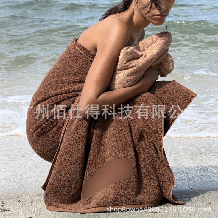 Cross-border Hailey-style new product Terry Towe limited edition terry beach towel, vintage brown terry fabric Cross-border Hailey-style new product Terry Towe limited edition terry beach towel, vintage brown terry fabric