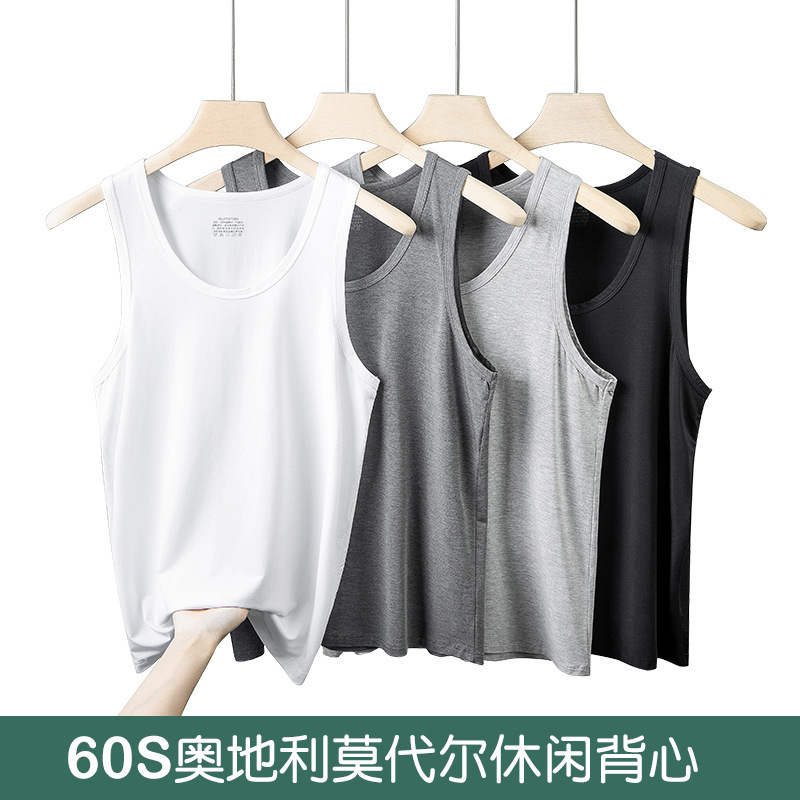 60-Count Modal Men's Tank Top for Fitness and Sports, Sleeveless T-Shirt for Summer, Men's Modal Tank Top