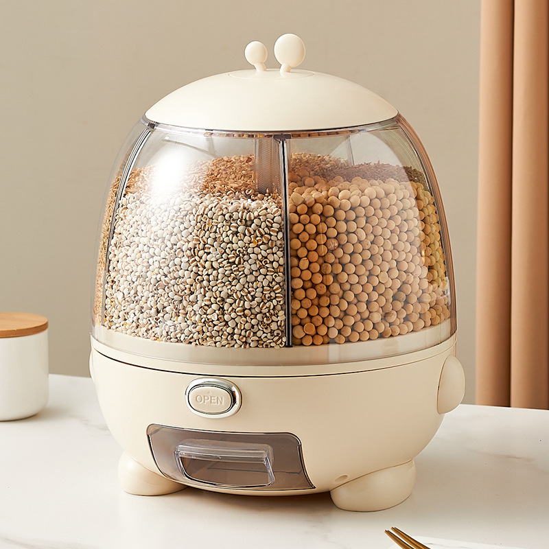 Large Capacity Creativeect-proof And Moisture-proof Rotating Grid Automatic Rice Grain Storage Tank Rice Bucket