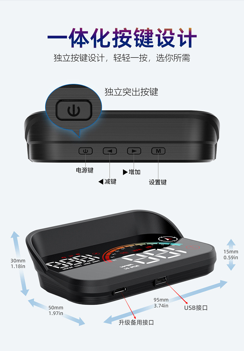 L5UHUD head-up display car universal speed time mileage electronic dog voice broadcast warning projector