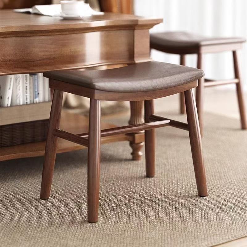 Factory Direct Sales of New Dressing Stool with Soft Upholstery, Solid Wood Low Stool for Home Bedroom, Modern Simple Shoe-Changing Stool