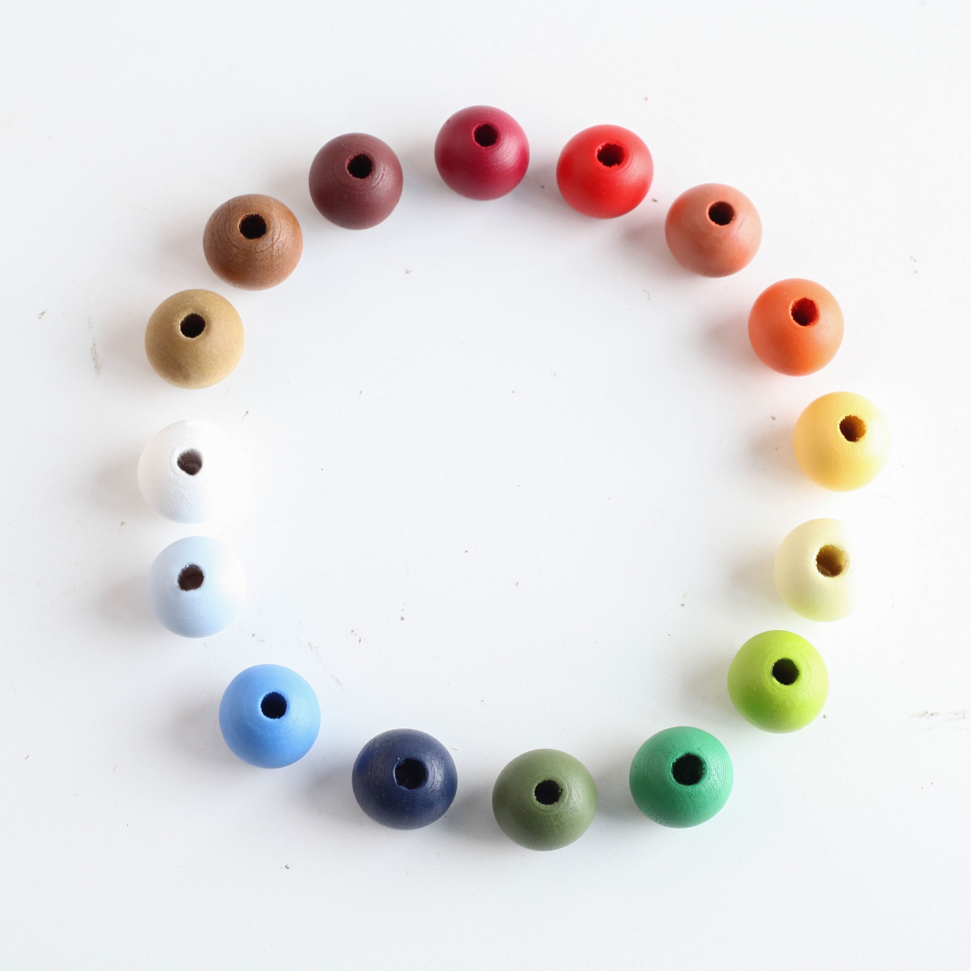 Dj Source Manufacturer 16mm Matte Wooden Beads Lotus Wood Colored Beads Wooden Bead Garland DIY Accessories Decoration Cross-Border