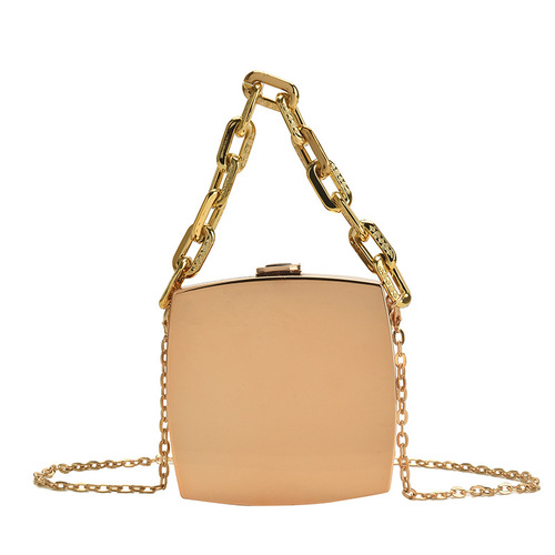 Metal Small Bag 2024 Korean Style Fashion Coarse Chain Shoulder Personal Ins Girl Chain Single Shoulder Box Bag Trend