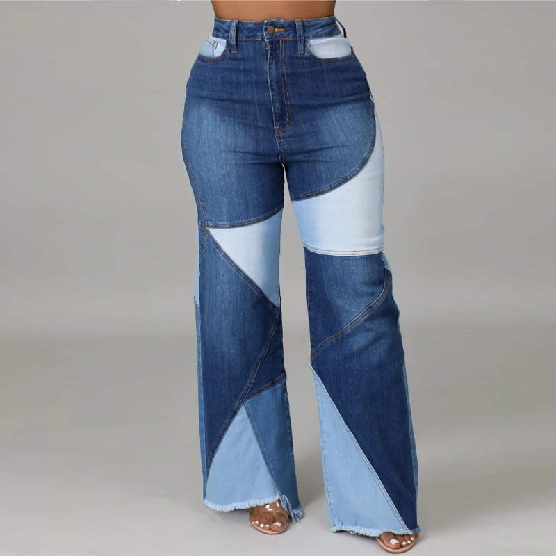 Pantalones anchos elásticos de talla grande para mujer, estilo europeo y americano, nuevos de otoño, disponibles en el fabricante, venta al por mayor de jeans de dos colores