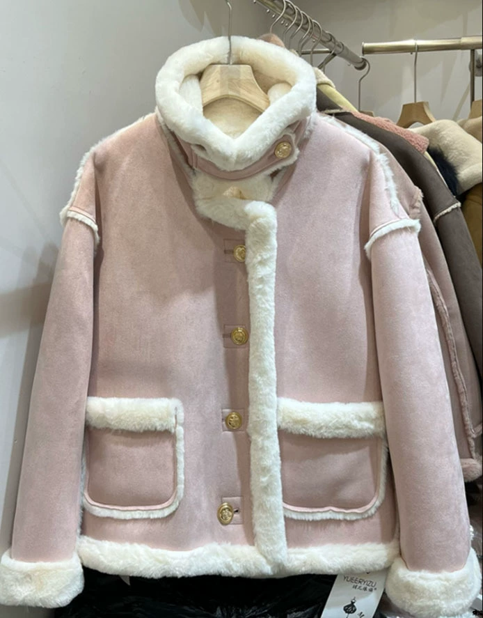 Фуксnia зимняя теплая бархатная куртка,2023, стиль Chanel
