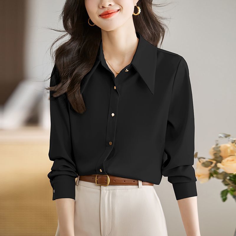 气质职业长袖衬衫女秋装2025年春秋季新款衬衣显瘦百搭女士上衣服|undefined