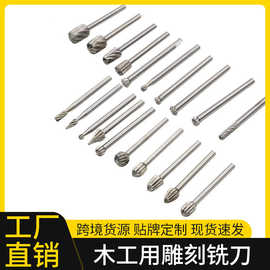 20件套高速钢木工旋转锉木工用雕刻铣刀电磨机工具配件打磨头跨境