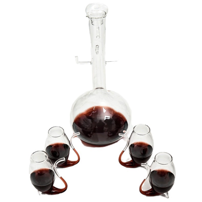 Borosilicato resistente al calor vidrio resistente al frío olla de vino vidrio copa de vino traje creativo decantador espíritus conjunto de cinco piezas