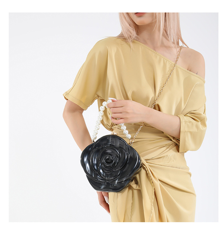 Elegante Blumen Acryl Handtasche Für Damen Einzigartige Box Tasche_voghion.com