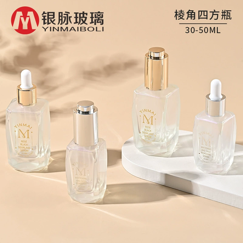 Серебряная вена спот 30ml Угловая четырехугольная бутылка эфирного масла 50 мл Призрак эссенции сырой жидкости Бутылка разливочная бутылка насос капельница