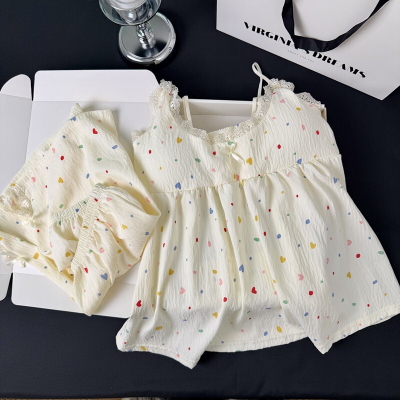 【Da Jiejie Cross-Border Selection】Women's Cloud Cotton Pajamas with Chest Pads, Wearable Cartoon Strap Shorts Homewear 【Da Jiejie Cross-Border Selection】Women's Cloud Cotton Pajamas with Chest Pads, Wearable Cartoon Strap Shorts Homewear