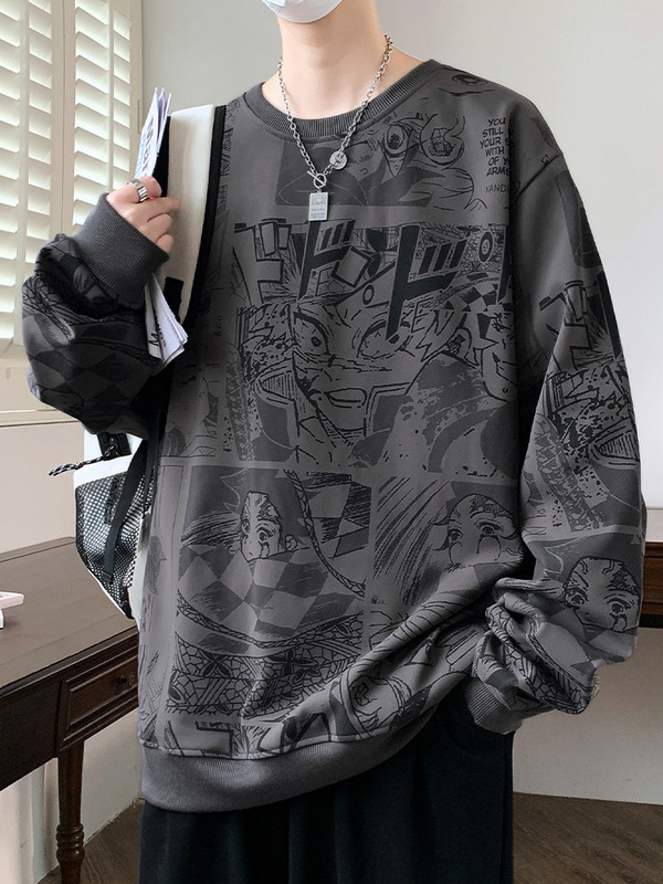 美式休闲基础款纯色圆领卫衣男秋冬ins潮牌大码宽松简约情侣上衣|undefined