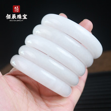 四川白玉手镯批发玉石镯子女款汉白玉手镯白玉手镯展会玉销礼品