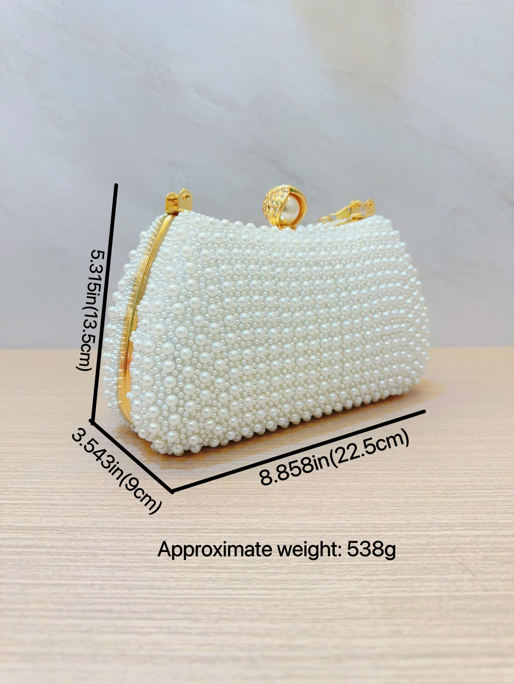 White Beige Black Polyester Solid Color Pearls Evening Bags display picture 1