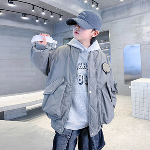 Boys' Trendy Brand Cotton-padded Thickened Baseball Cotton-padded Coat Winter 2024 New Children's Cotton-padded Coat Winter Overalls Cotton-padded Coat Jacket