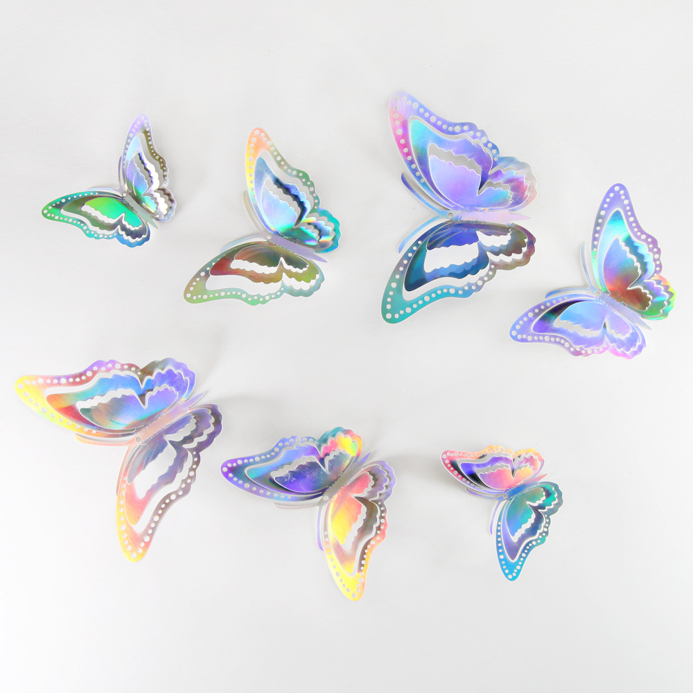 Foreign Trade Colorful 12-Pack 3D Hollow Butterfly Art Home Party Decoration Background Wall Stickers_voghion.com