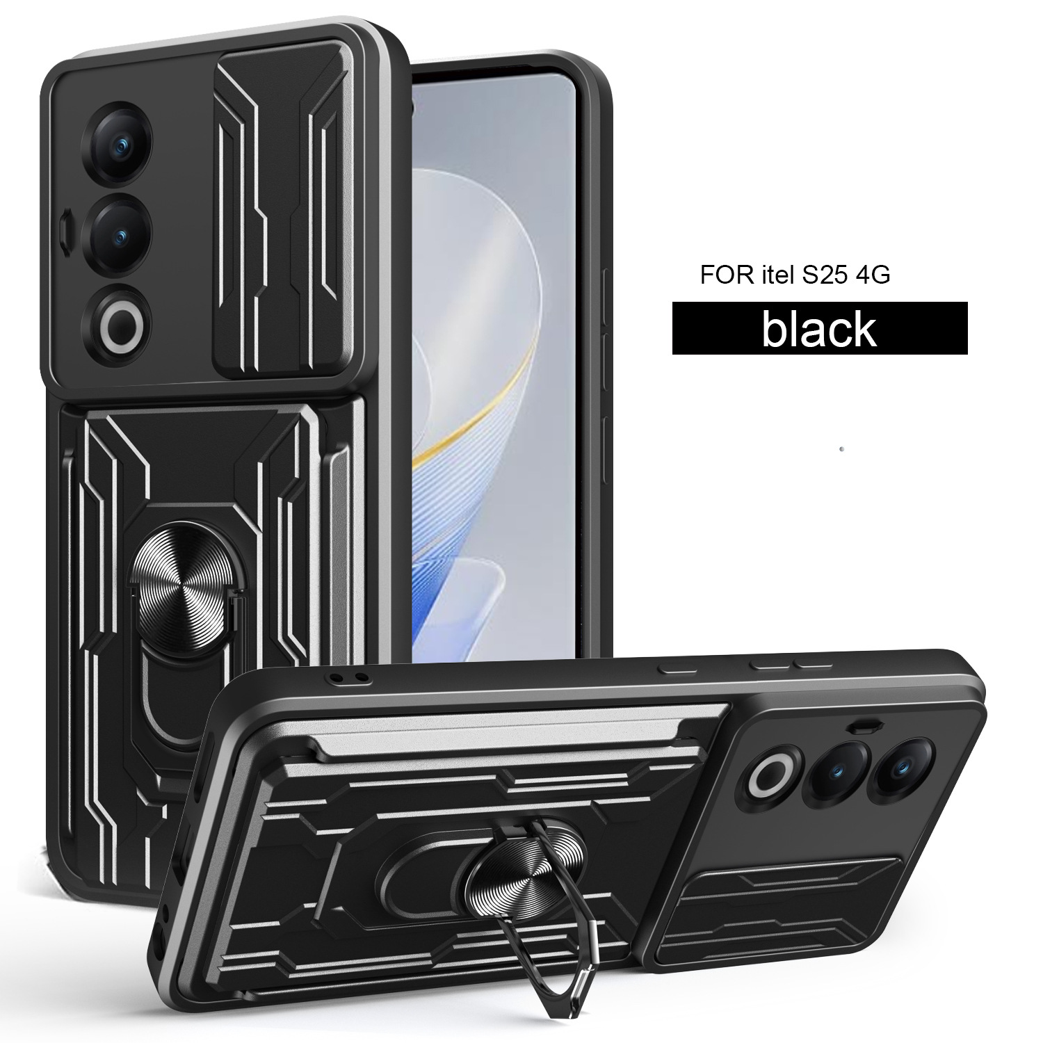 Adecuado para el paquete de tarjetas itel S25 Lijia, carcasa del teléfono móvil, modelo de transmisión de sonido, TPU PC, armadura, tarjeta anti-caída, empuje de lente image 7