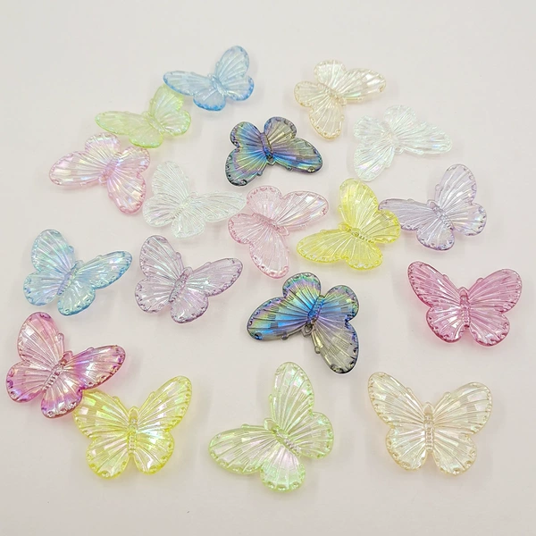 Random mixed color transparent AB plating butterfly
