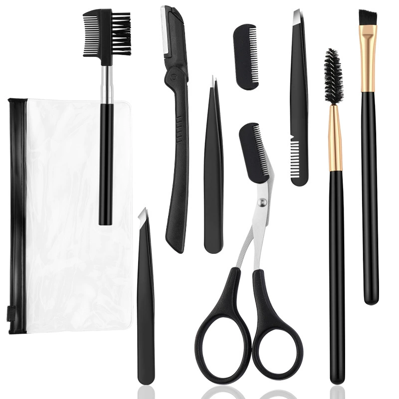 Eyebrow Trimming Kit, multi-piece grooming set with anti-scratch trimmer & precision tweezers