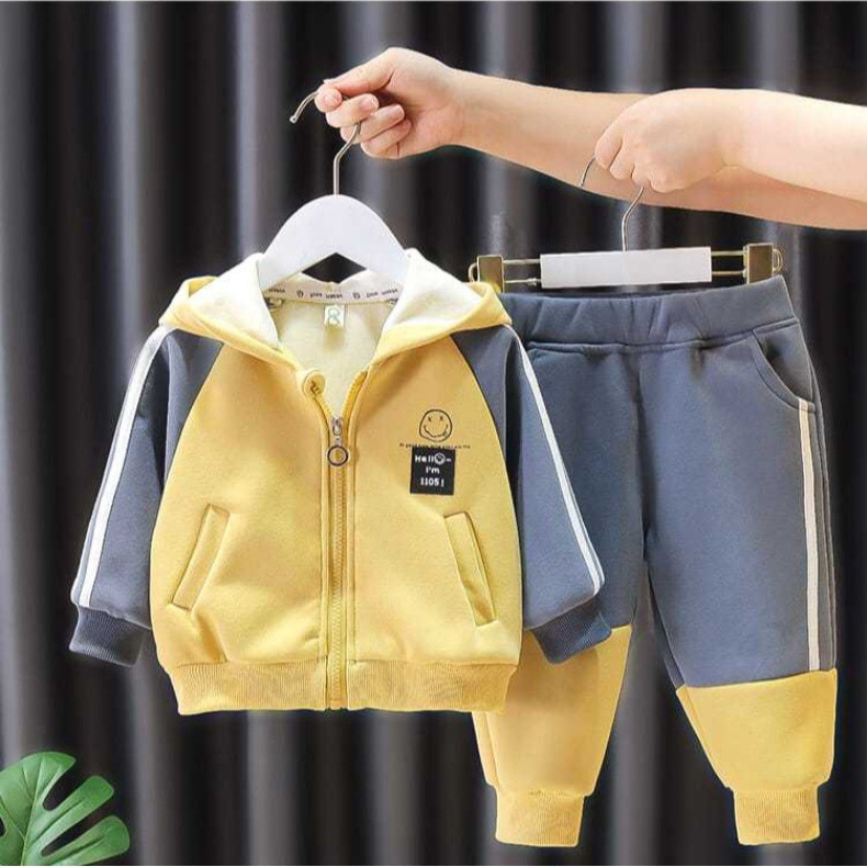 男宝宝加绒套装春秋季小童卫衣2025婴儿童连帽衣服男童冬装两件套