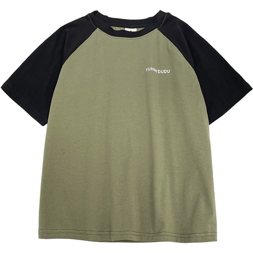 2024 Haimajia boys pure cotton short-sleeved T-shirt raglan sleeve tops trendy children's clothing children's summer new Korean version