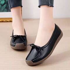 [Soft Leather Soft Sole] Summer One-Piece Mom Shoes Tendon Sole Women's Shoes Flat-soled Beanie Shoes Anti-Slip Pregnant Women's Shoes