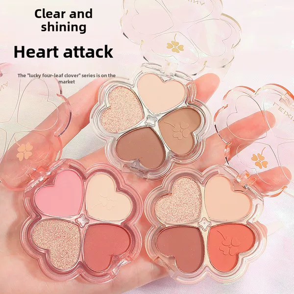 Lucky Four-Leaf Clover eye shadow plate shiny pearlescent matte earth color student daily four-color eye shadow affordable makeup