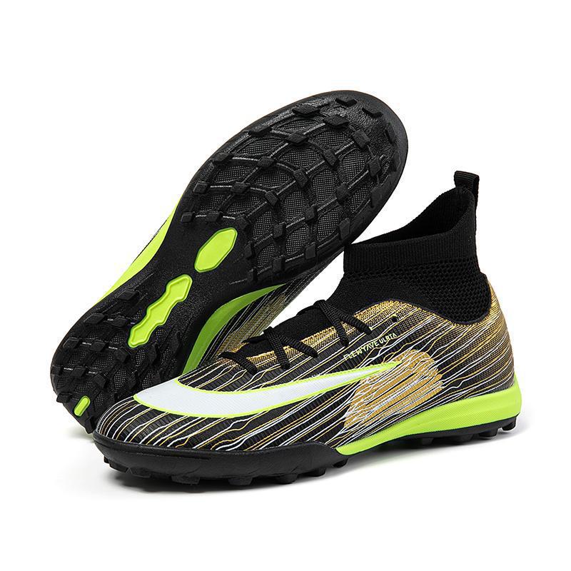 Zapatos de Fútbol de Caña Alta con Tacos TF para Niños de Cuero PU y TPU, Ligero, para Césped Artificial