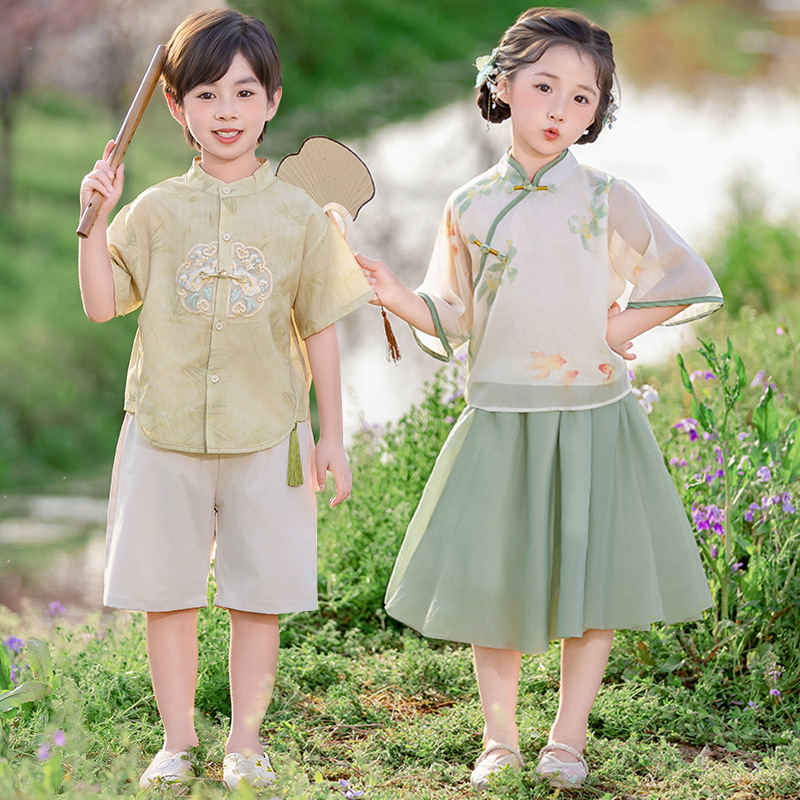 男童汉服夏季六一儿童演出服中国风新中式幼儿园毕业班服日常唐装