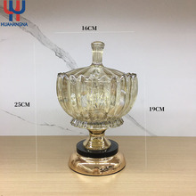 特价欧式创意客厅高脚水晶玻璃糖果罐带盖糖缸干果储物罐糖果盅