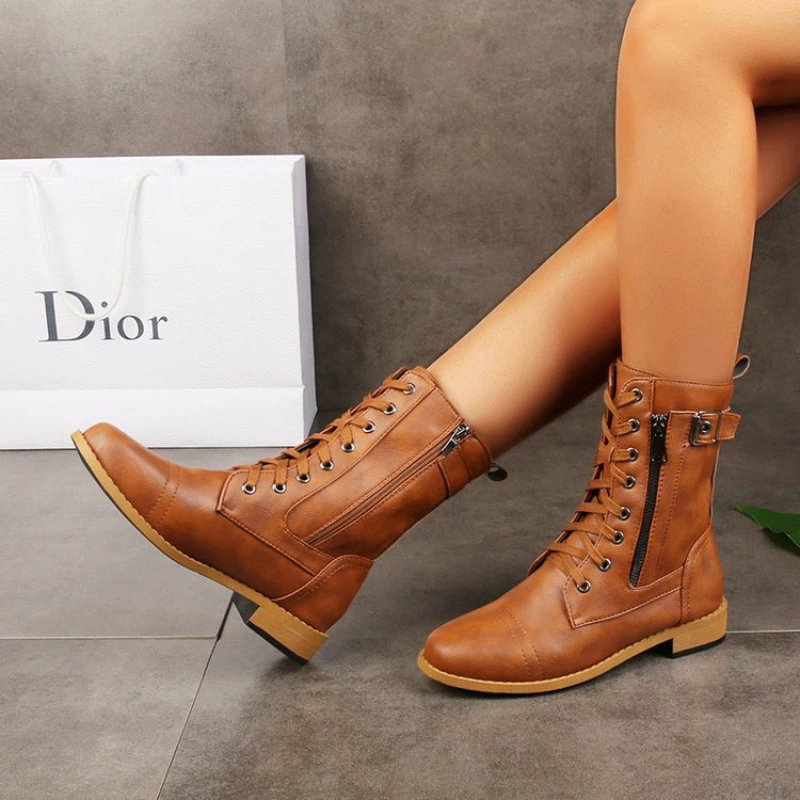 2021 европейские и американские новые европейские и американские Ботинки Martin, женские внешние торговые ботинки на шнуровке с круглым носком и квадратным каблуком, женская обувь больших размеров для внешней торговли