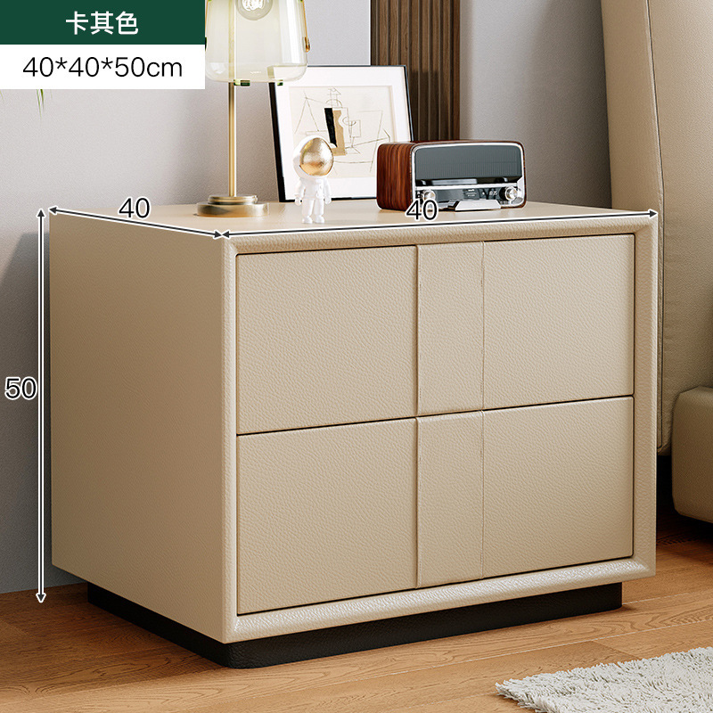 Mesita de noche simple y moderna 2024 nuevo estilo de lujo ligero, cama de cuero del dormitorio principal de alta gama, mesa de borde de cama, mesa de almacenamiento de borde de cama de celebridades de Internet