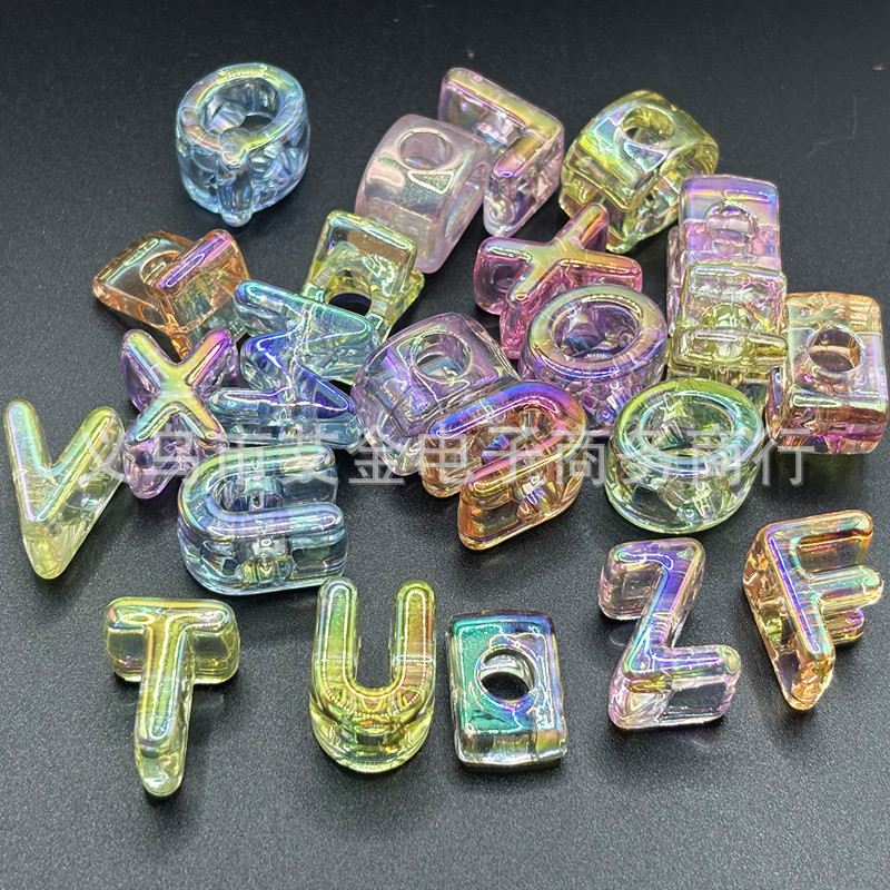 アクリルメッキ UV カラー大穴レタービーズ DIY 手作りビーズペン携帯電話チェーンキーホルダーヘアアクセサリーアクセサリー|undefined