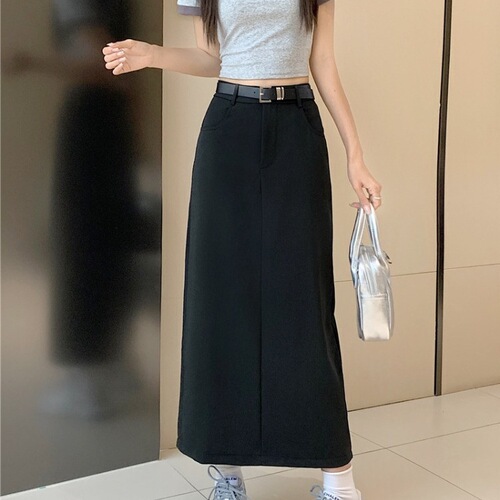 High-waisted straight package hip skirt women's 2026 summer new style, light, mature style, warm name, slimming, split a-line long dress