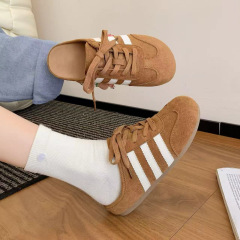 复古包头博肯女鞋外穿2025秋新款一脚蹬懒人厚底鞋休闲德训鞋女