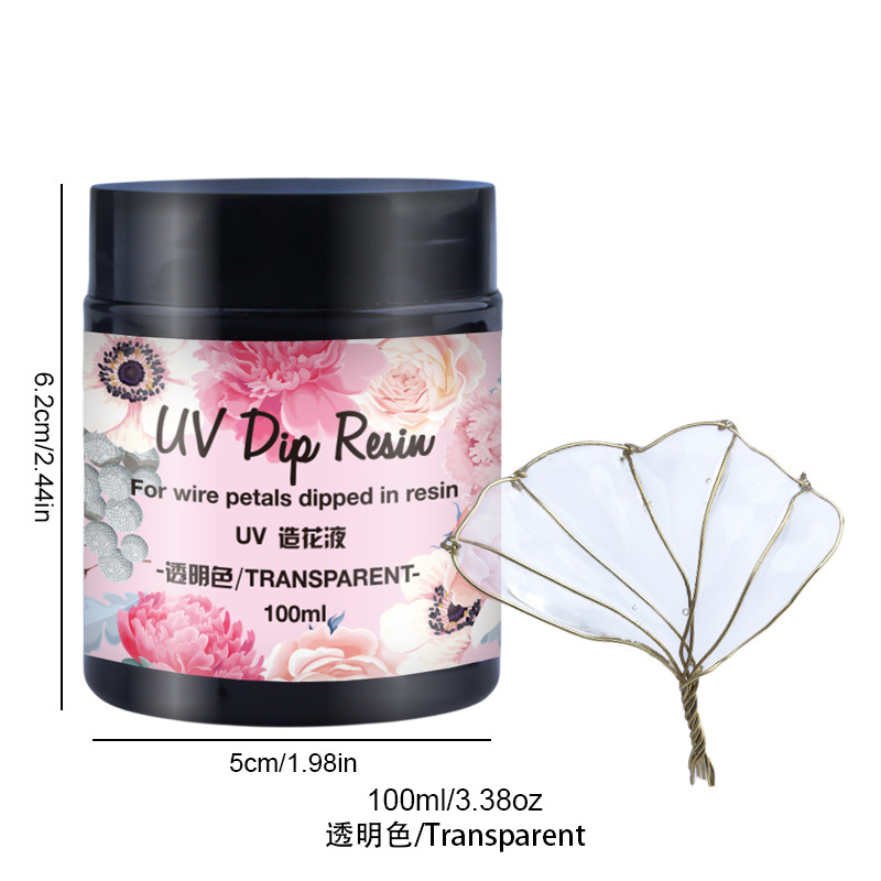 UV DIP de resina no tóxico inodoro UV cristal flor-haciendo líquido curado rápido hecho a mano malla de seda material de la flor