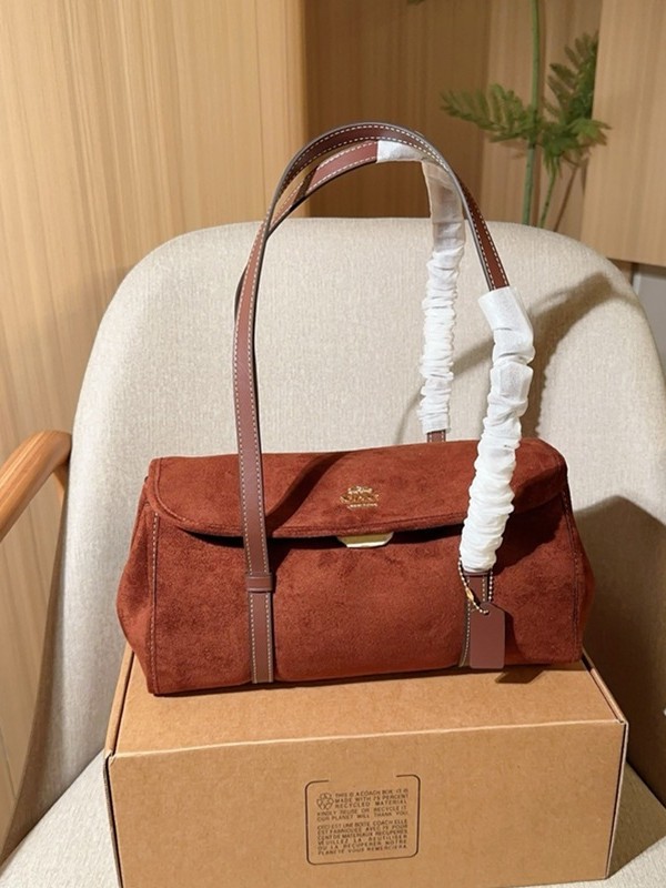 Retro Süet Çiyin Çantası - Baguette Model