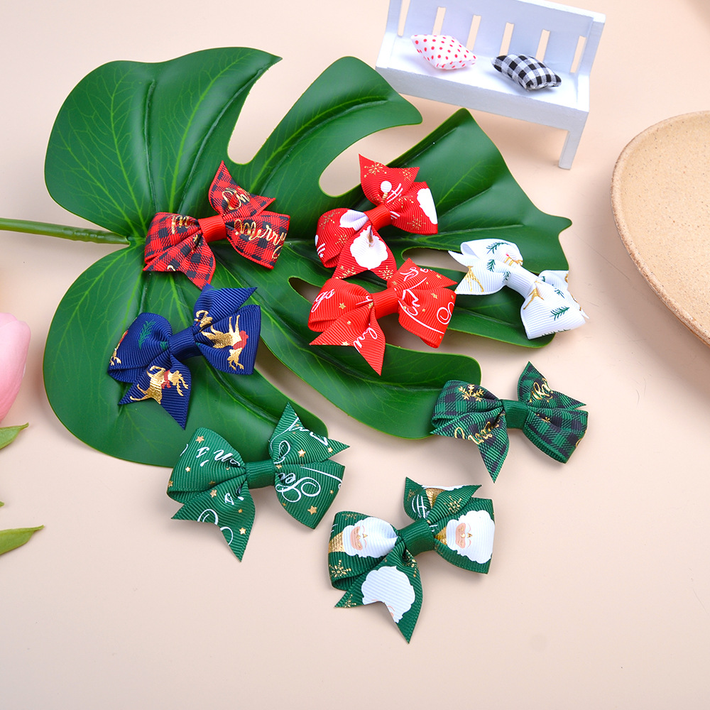 Cute Children's Hair Accessories Solid Color Ribbed Ribbon Bow Hairpin display picture 2